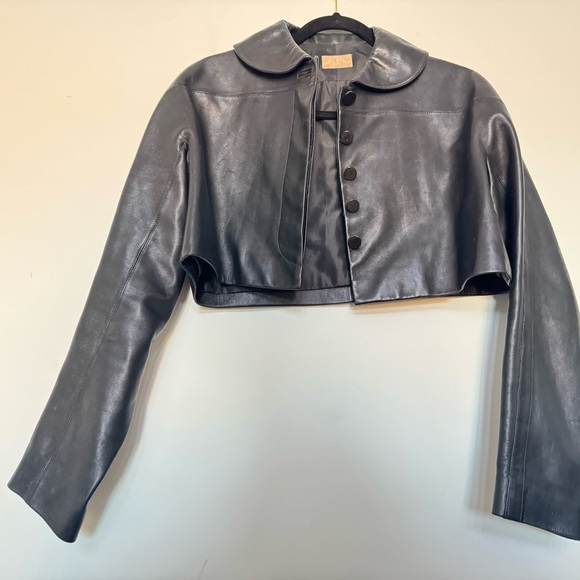 Alaia Black Leather Cropped Jacket size FR 40 - Picture 3 of 16
